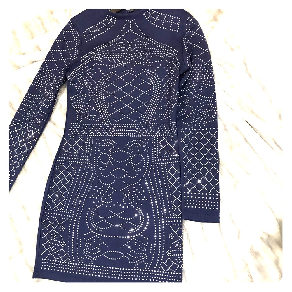 Studded blue and silver cocktail dress